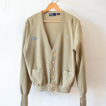 Vintage Polo Ralph Lauren Beige Cardigan with Personalized Embroidery XL