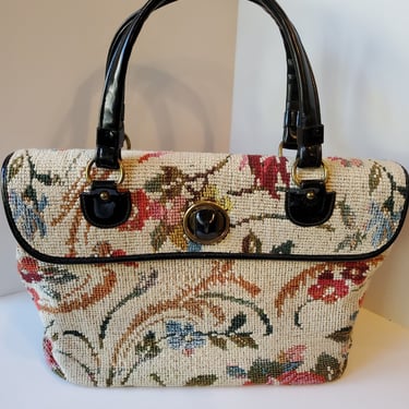 Vintage Carpet Bag, Carpet Bag, Floral Bag, Bag by Jaclyn USA, Mid Century Purse, Vintage Purse, Carpet Purse 
