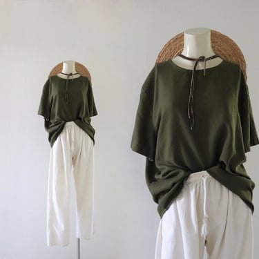 woven olive tee - l 