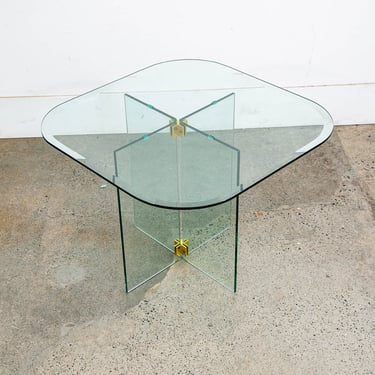 Mid Century Post Modern Side Table Glass Leon Rosen Pace Collection End Brass
