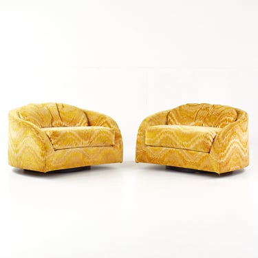 Adrian Pearsall for Craft Associates Mid Century Swivel Lounge Chairs - Pair - mcm 