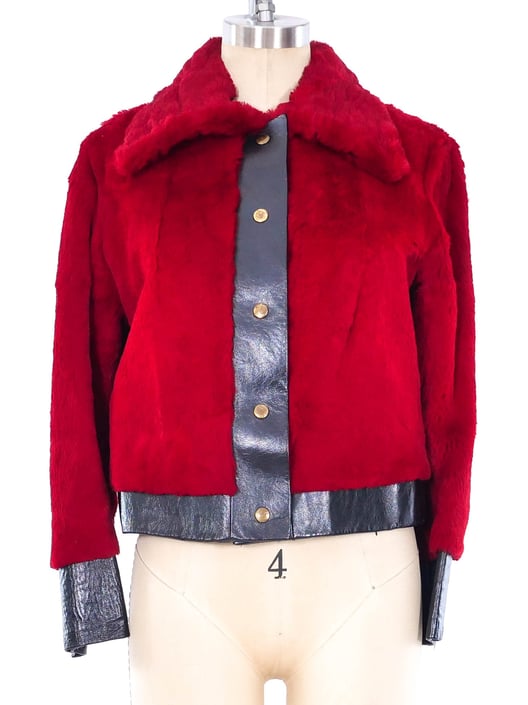 Red Rabbit Fur Cropped Jacket | Vintage Rosemond | Los