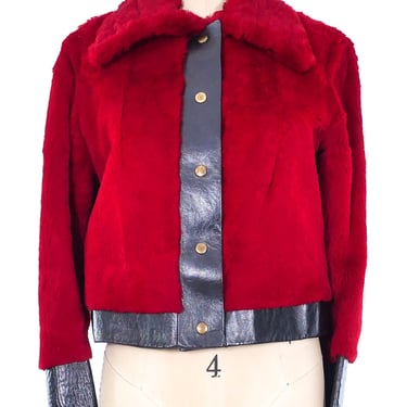 Red Rabbit Fur Cropped Jacket