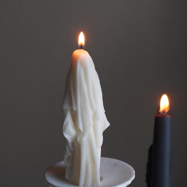 Halloween Ghost Taper Candle, Soy & Beeswax Candle, Halloween Table Decoration, Halloween Fun Gift, Handmade Candle 