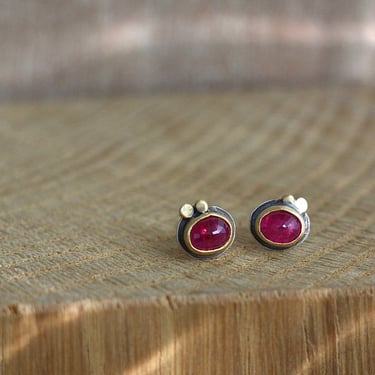 Ananda Khalsa | Rosecut Oval Ruby Stud Earring