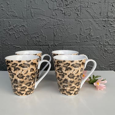 Set of 4 Leopard Mugs