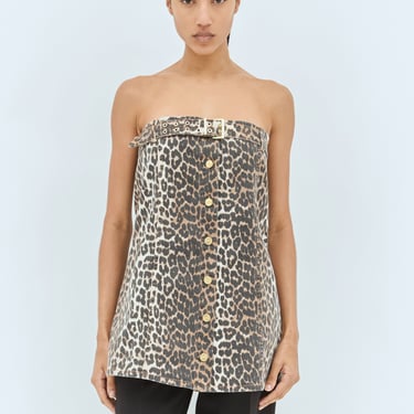 Ganni Women Leopard Denim Top