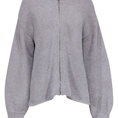 ATM - Grey Fuzzy Zipper Front Sweater Sz L