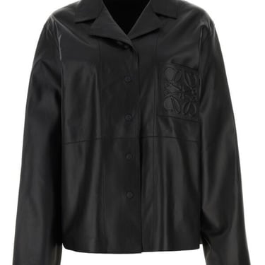 Loewe Woman Black Leather Oversize Shirt