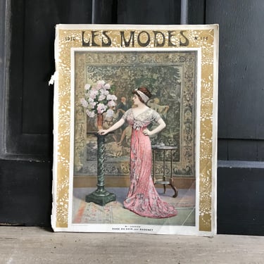 1910 French Les Modes Fashion Magazine, Fashion, Colored Plates, Advertisement 