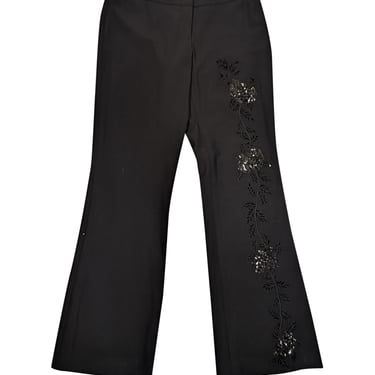 Yigal Azrouel - Black Wool Blend Pants w/ Sequined Eyelet Detail Sz 8