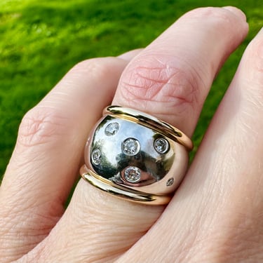 Vintage 14K Yellow and White Gold Artcarved Band Ring