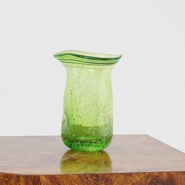 Lime Green Hand-Blown Glass Vase 