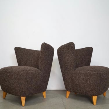 Pair Of 1940’s Art Deco Mid-Century Wingback Lounge Chairs 