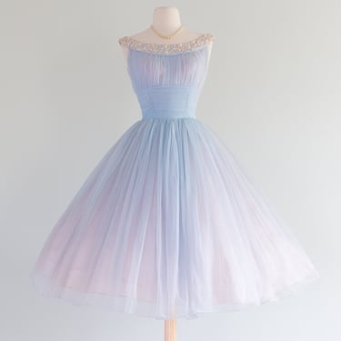 Vintage 1950's Bathing Beauty Hydrangea Party Dress / Small