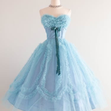 Dreamy 1950's Alice In Wonderland Blue Tulle Prom Dress / SM