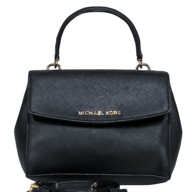 Michael Kors - Black Textured Leather Mini Handbag w/ Crossbody Strap