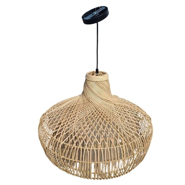 Woven Rattan Hanging Ceiling Lamp Pendant in Style of Franco Albini 