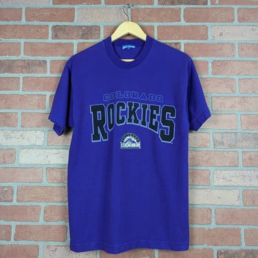 Vintage 90s MLB Colorado Rockies Baseball Logo ORIGINAL Sports Tee - Medium 