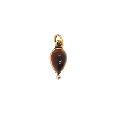 Vintage 14k Yellow Gold Oval Amber Seed Pear Charm