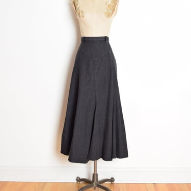vintage 90s jean skirt black denim high waisted mermaid long maxi L clothing 