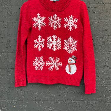 Rhinestone Snowflake Red Holiday Sweater
