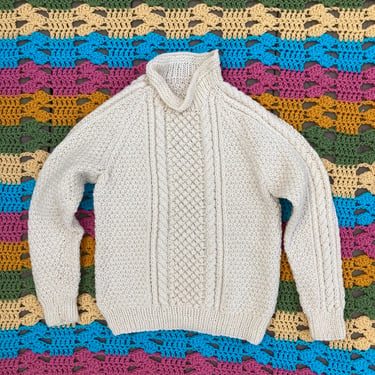 Vintage Kids Ivory Cable Knit Sweater Size 10/12 