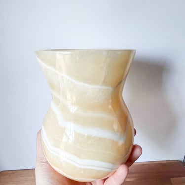 Vintage Marble Vase. Cream Stone Vase. Neutral Home Decor. 
