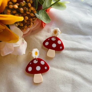 Red Cap Mushroom Earrings