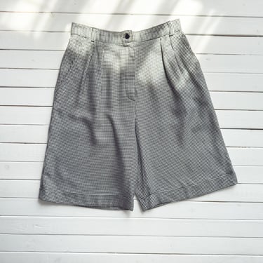 high waisted shorts 80s 90s vintage black white houndstooth trouser shorts 
