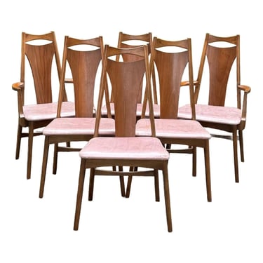 Young Manufacturing Walnut Mid Century Modern Dining Chairs 