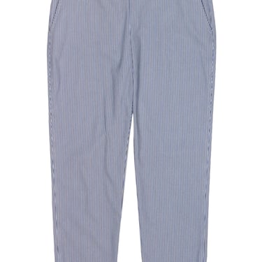 Theory - Blue, Black & White Striped Tapered Trousers Sz 6