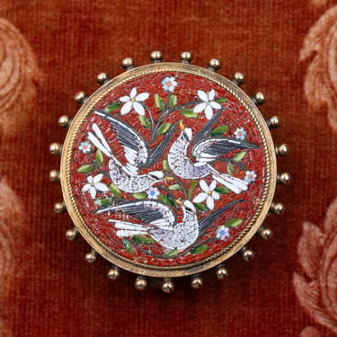 Fine Micromosaic Bird Brooch c1850