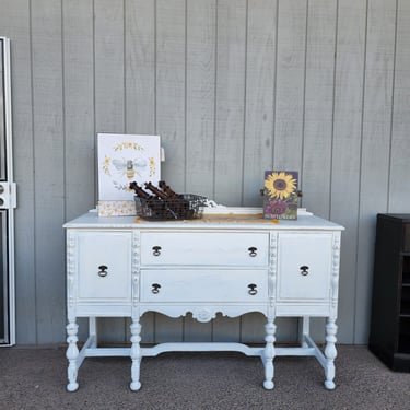 Vintage White Distressed Buffet