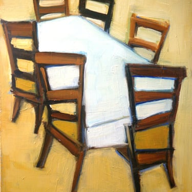 Six Chairs -Giclee-Fine Art Reproduction Print-Archival-Interior-still Life-Abstract-Expressive-Original Painting-Original Art- 