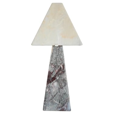 Cristalino Salome Marble Columnar Table Lamp with Alabaster Shade, ca. 1970