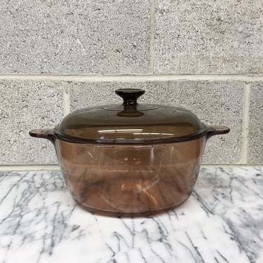 Vintage Pyrex Pot Retro 1970s Corning Vision + Dutch Oven + Smokey Amber Glass + With Lid + 4.5L + 5 Quart + Oven Cookware + Kitchen Decor 