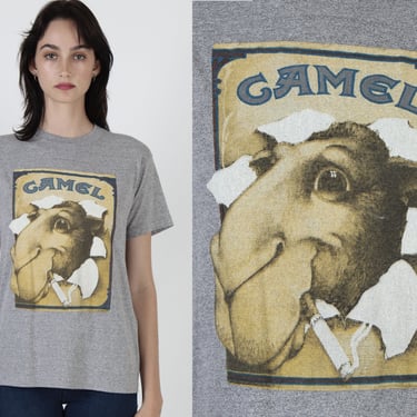 1980's Joe Camel Cigarettes Heather Grey Tri Blend T Shirt Size Medium 