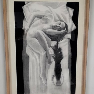 ROBERT FINCH 20th c. American CONTEMPORARY Large Charcoal Nude Study 