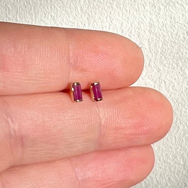 Teeny 14k Gold Ethical African Ruby Studs in 14 