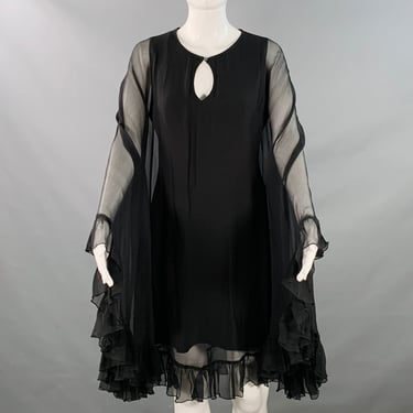 ANNE FONTAINE Size M Ballet Black Polyester Blend Cape Knee Length Dress