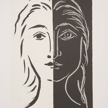 Portrait en Deux Parties Noire et Blanche, Pablo Picasso (After), Marina Picasso Estate Lithograph Collection 