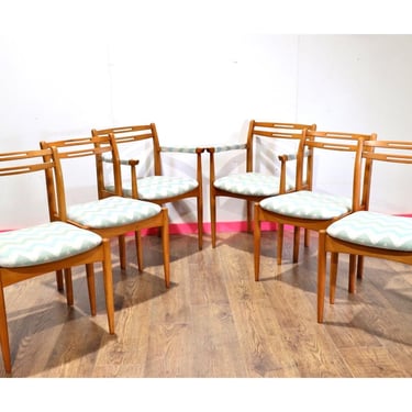 Mid Century Modern Teak Dining Chairs x 6 By Morris of Glasgow, Mid Century Modern Vintage Furniture Danish Style 