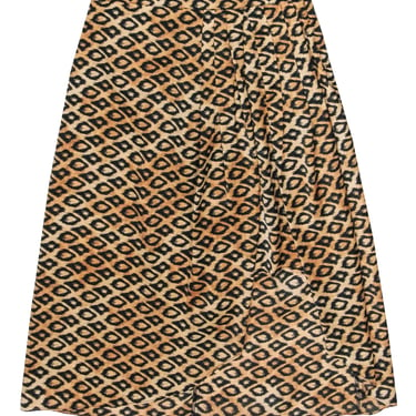 Scotch & Soda - Tan & Black Print Side Pleated Skirt Sz XS