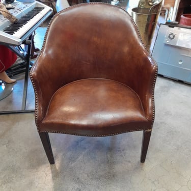 Grommeted Faux Leather Easy Chair