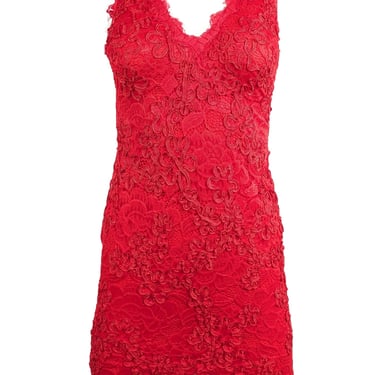 Aqua - Red Lace Sleeveless Sheath Dress Sz 0