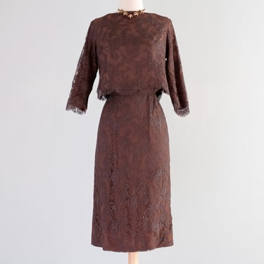 Vintage 1960's Espresso Lace Wiggle by Jules Bernard Sold at Nicholas Ungar / Medium