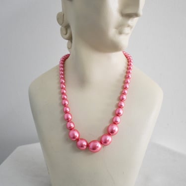 1950s/60s Pink Faux Pearl Bead Necklace 