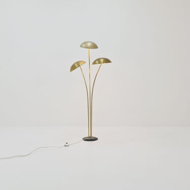 Mid century Swedish Modern Super Rare Brass floor lamp with three lampshades by Bröderna Malmström, 1950s 