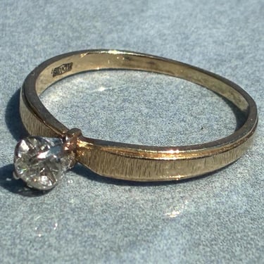 Vintage Solid 10k Yellow Gold and Small Diamond Engagement / Promise / Wedding Ring 